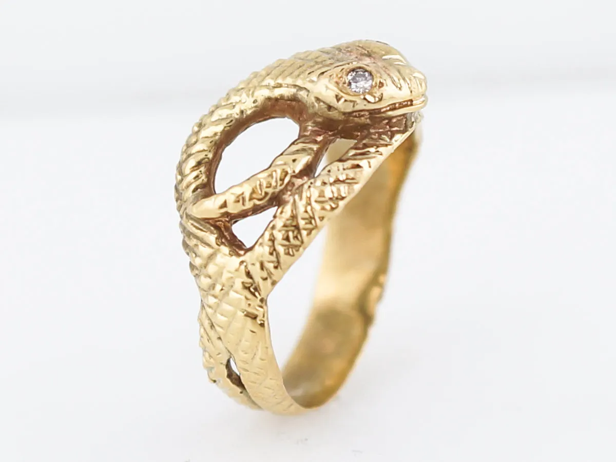 Right Hand Ring Modern .03 Single Cut Diamonds in 14k Yellow Gold