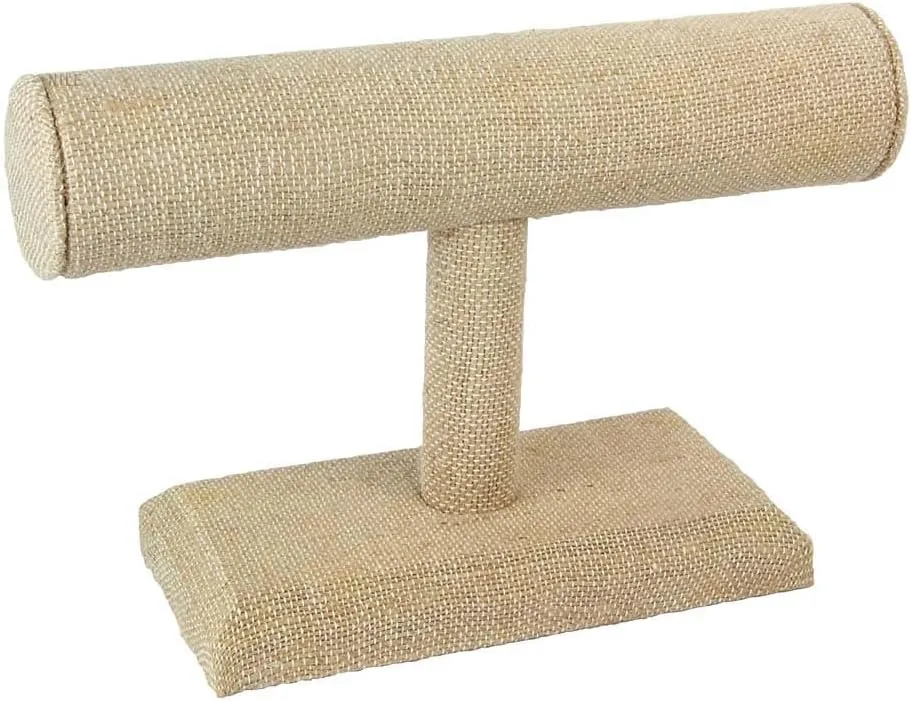 RJ Displays-Beige Linen T-Bar for Anklet, Bracelet, Bangle and Necklace Size- 9 1/8" W x 6 3/4" H