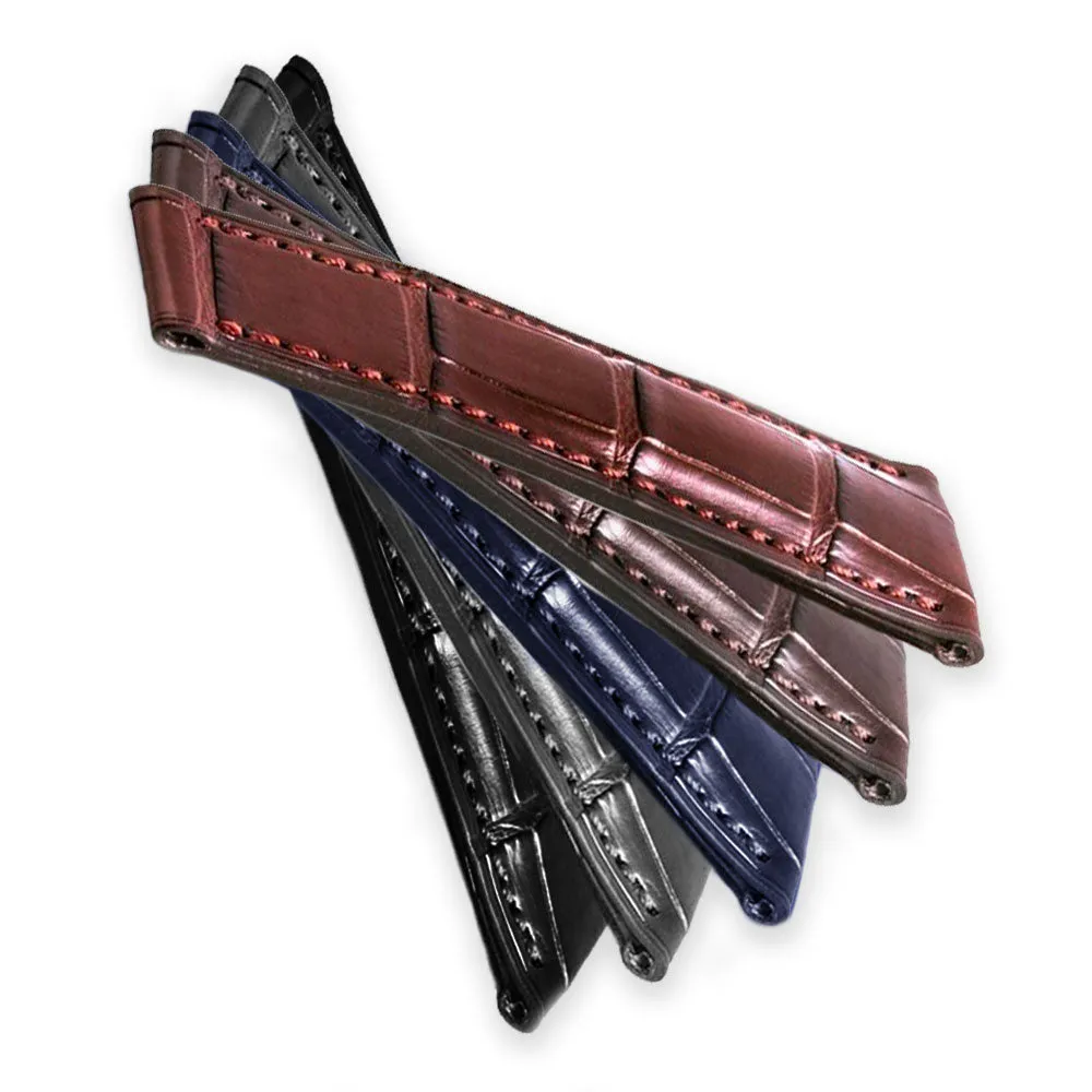 Rolex Daytona - Bracelet montre cuir à éléments - Alligator (noir, marron foncé, marron moyen, gris, bleu)