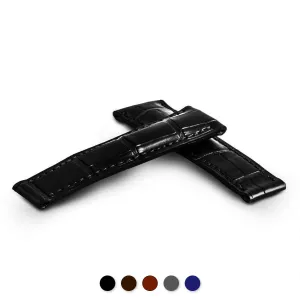Rolex Daytona - Bracelet montre cuir à éléments - Alligator (noir, marron foncé, marron moyen, gris, bleu)