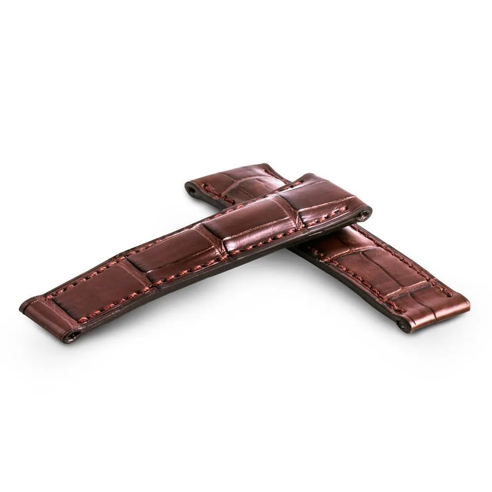 Rolex Daytona - Bracelet montre cuir à éléments - Alligator (noir, marron foncé, marron moyen, gris, bleu)
