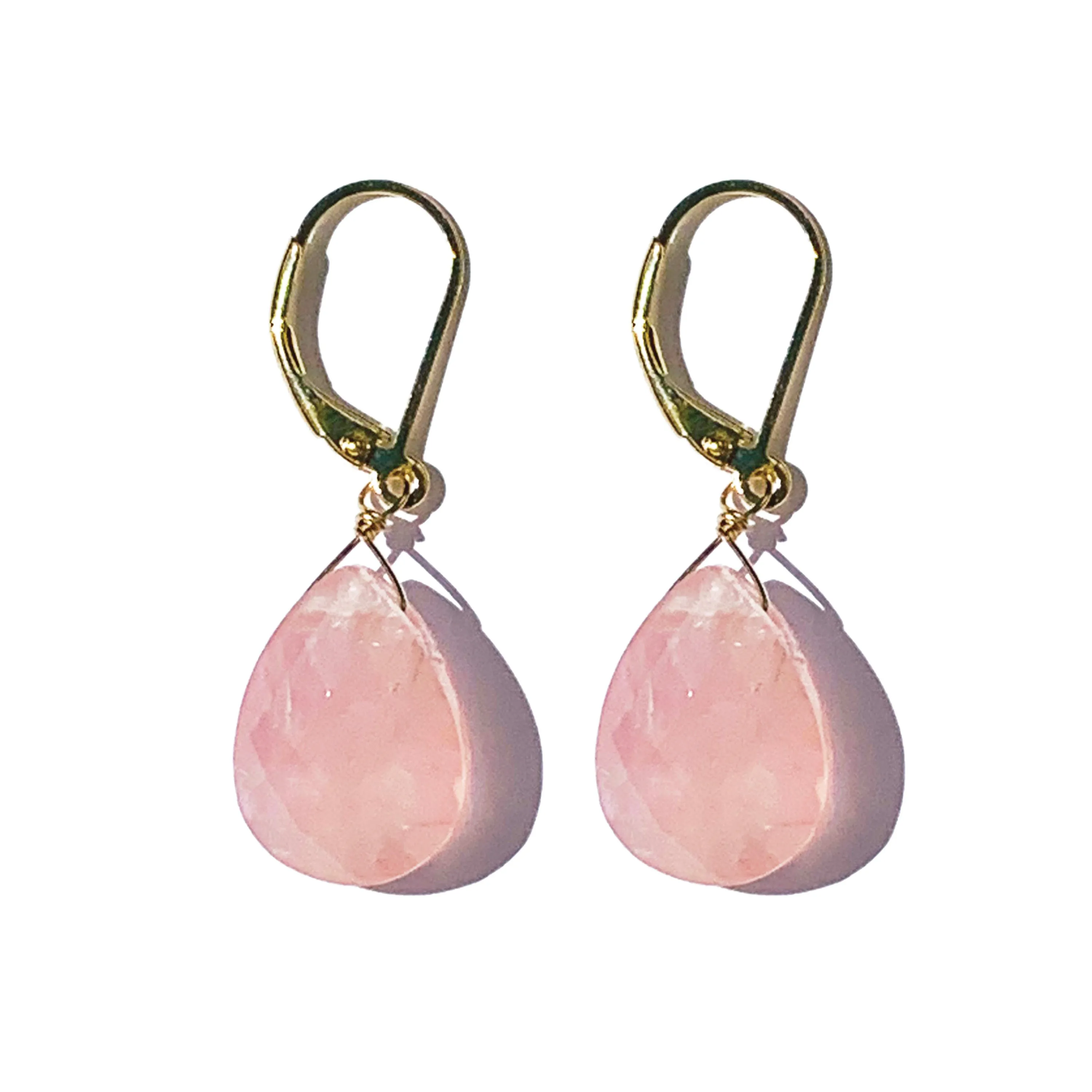 Rose Quartz Gold and Silver Earrings