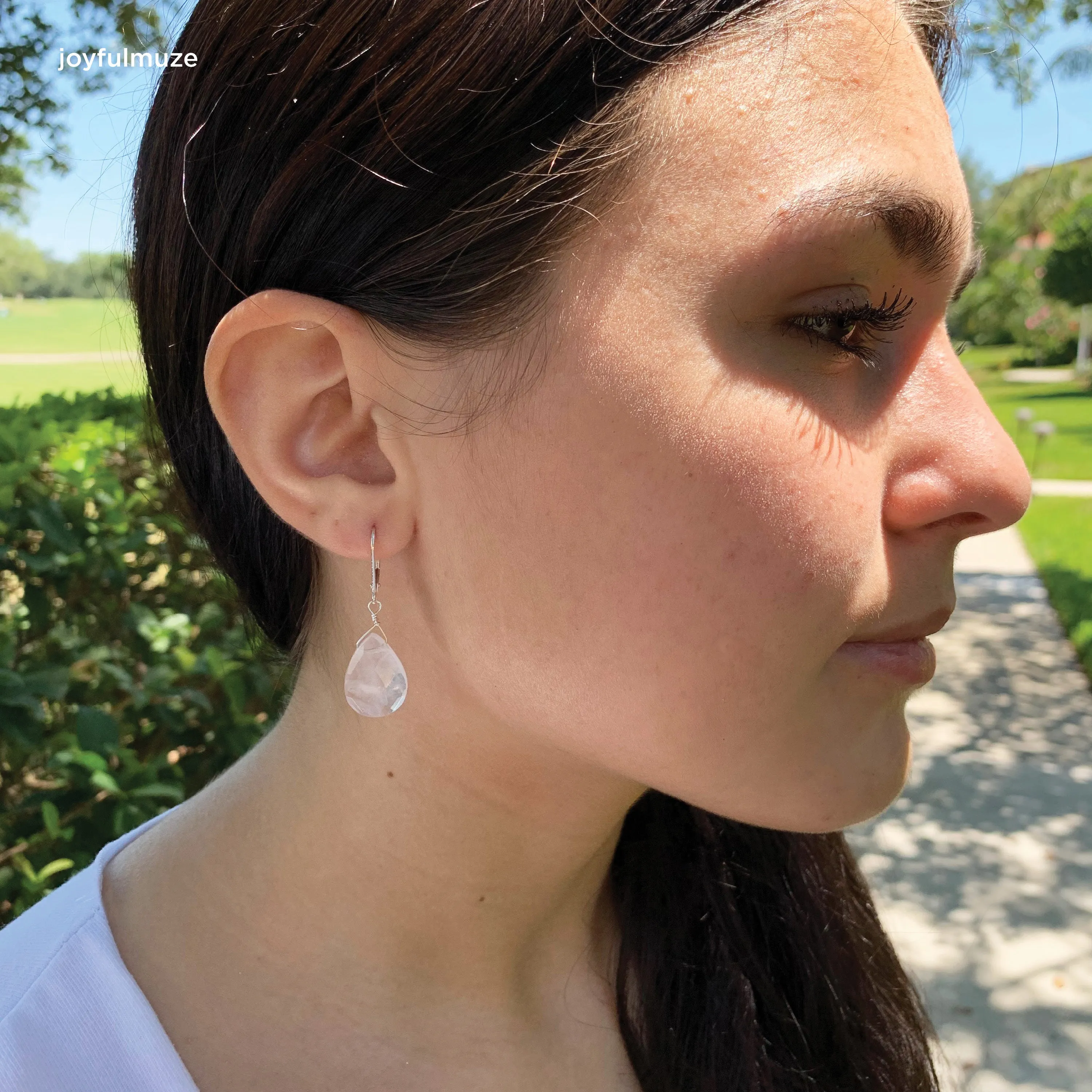 Rose Quartz Gold and Silver Earrings