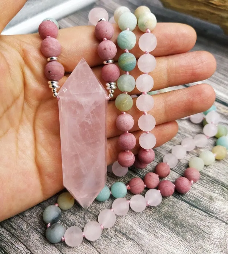 Rose Quartz Prayer Bead Necklace