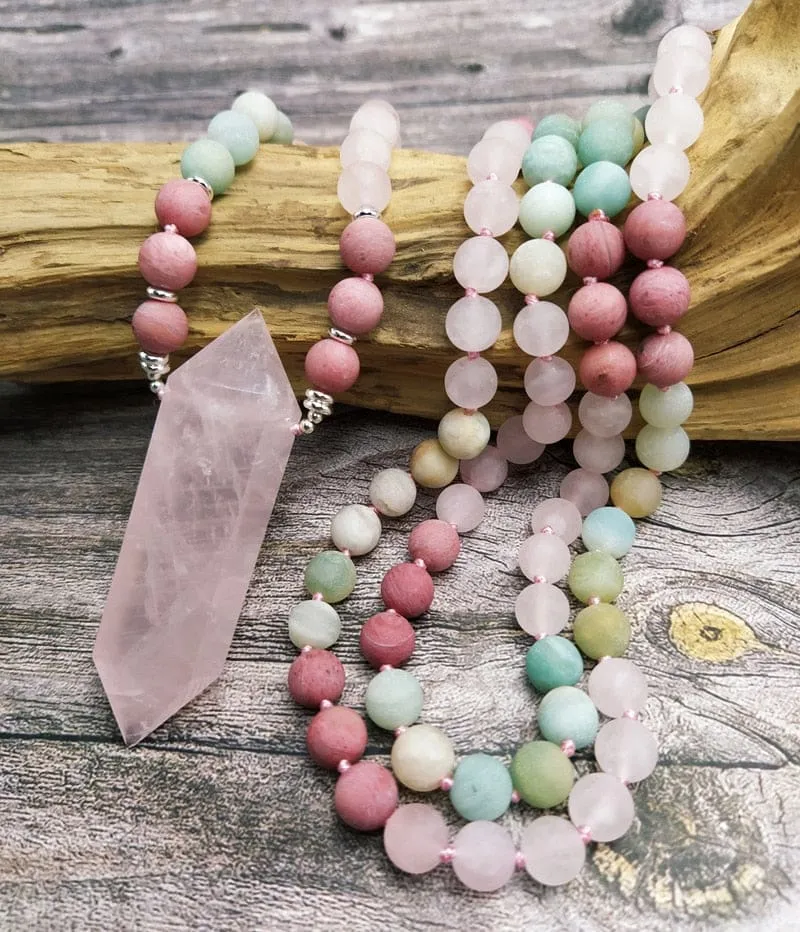 Rose Quartz Prayer Bead Necklace