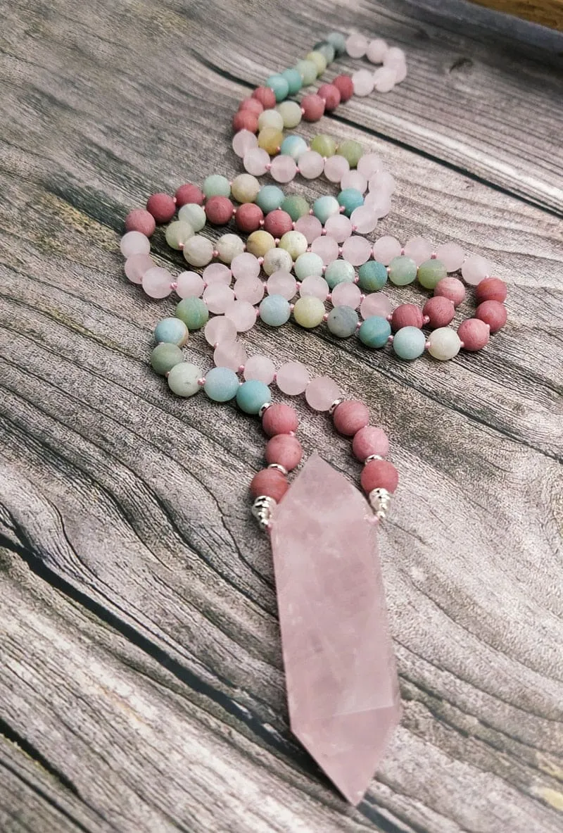 Rose Quartz Prayer Bead Necklace