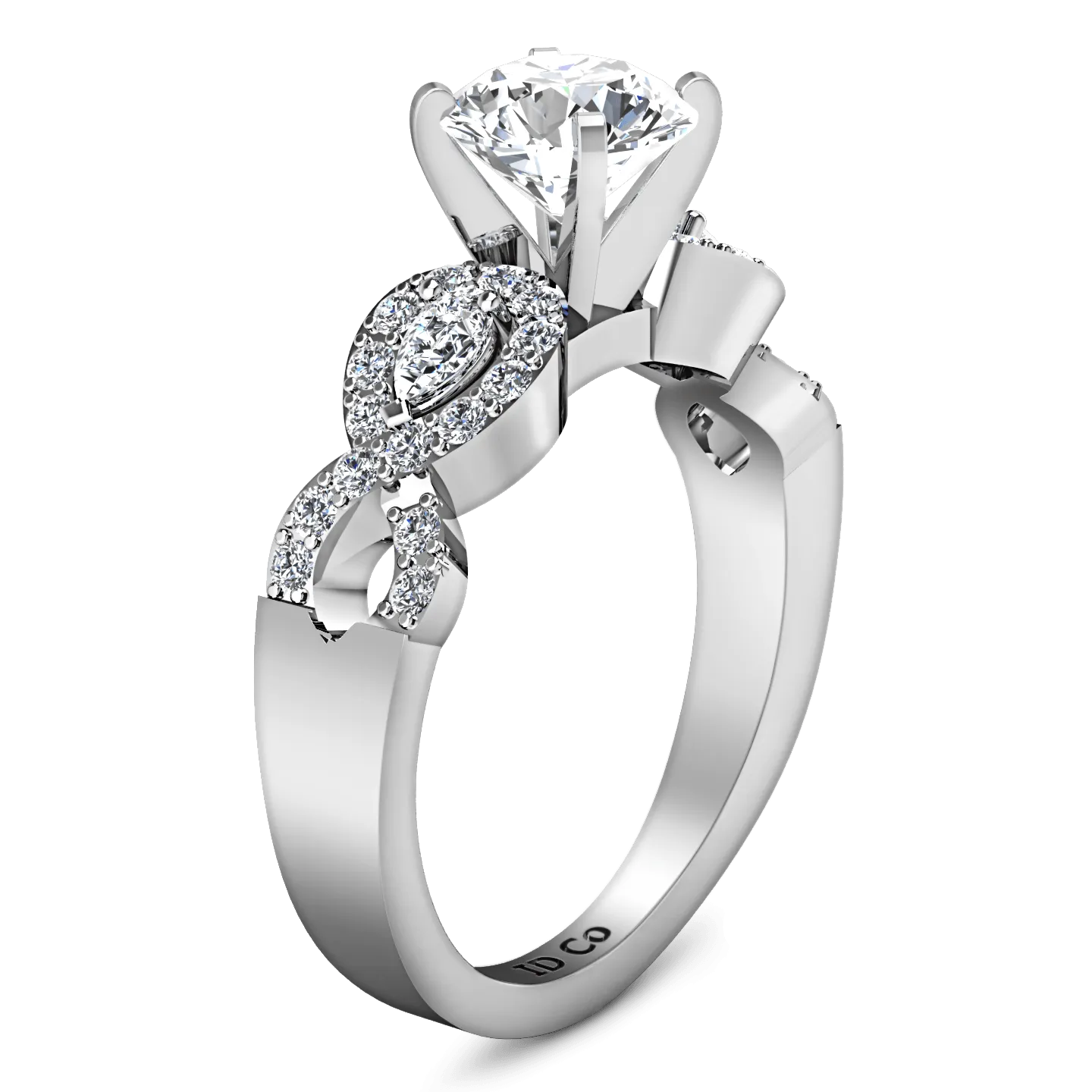 Round Diamond Pave Engagement Ring Chloe 14K White Gold