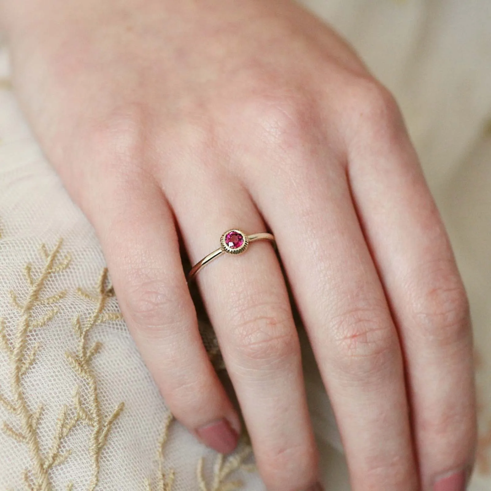 Ruby Solitaire Engagement Ring