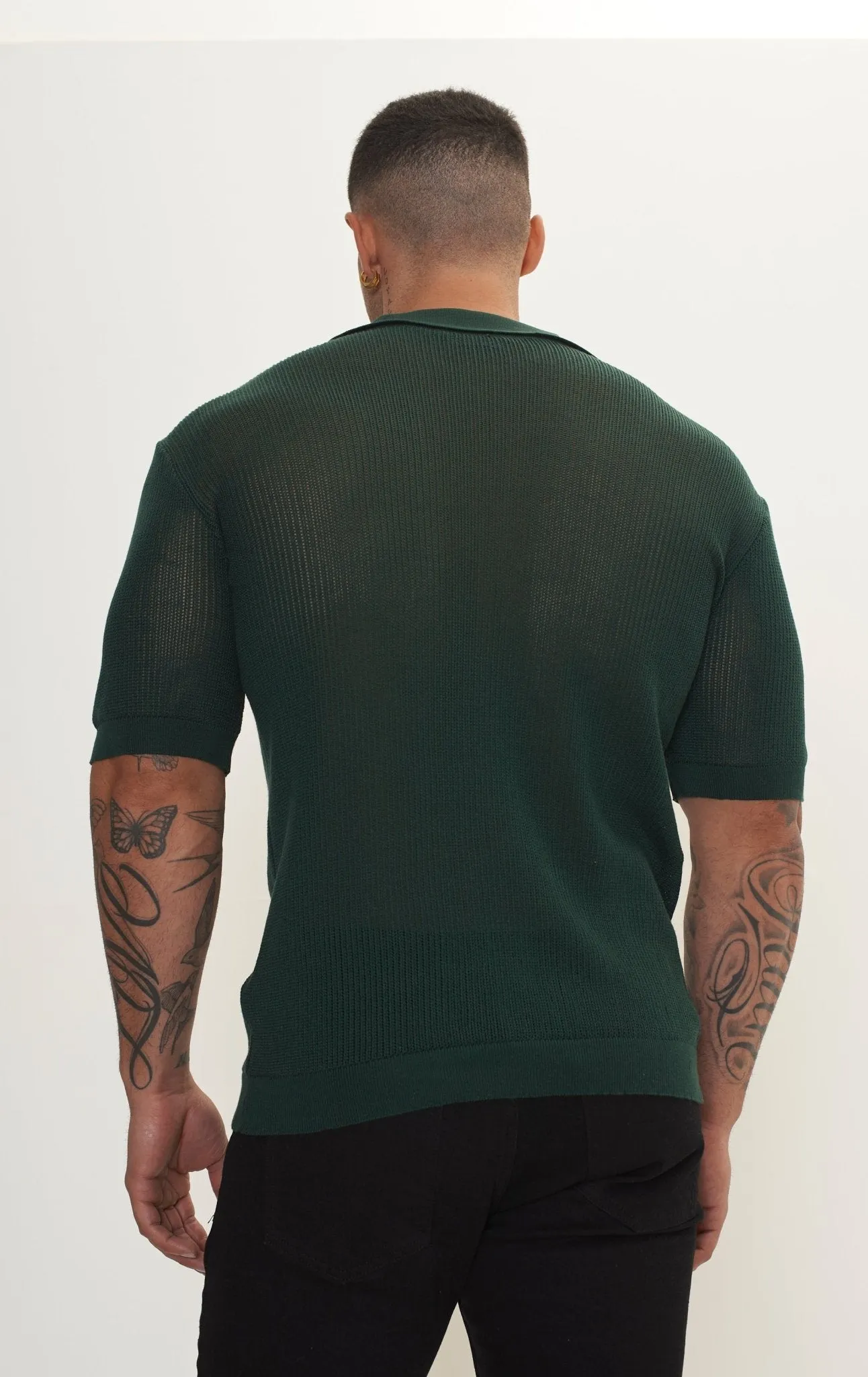 See Through Button Down Mesh Top - Green