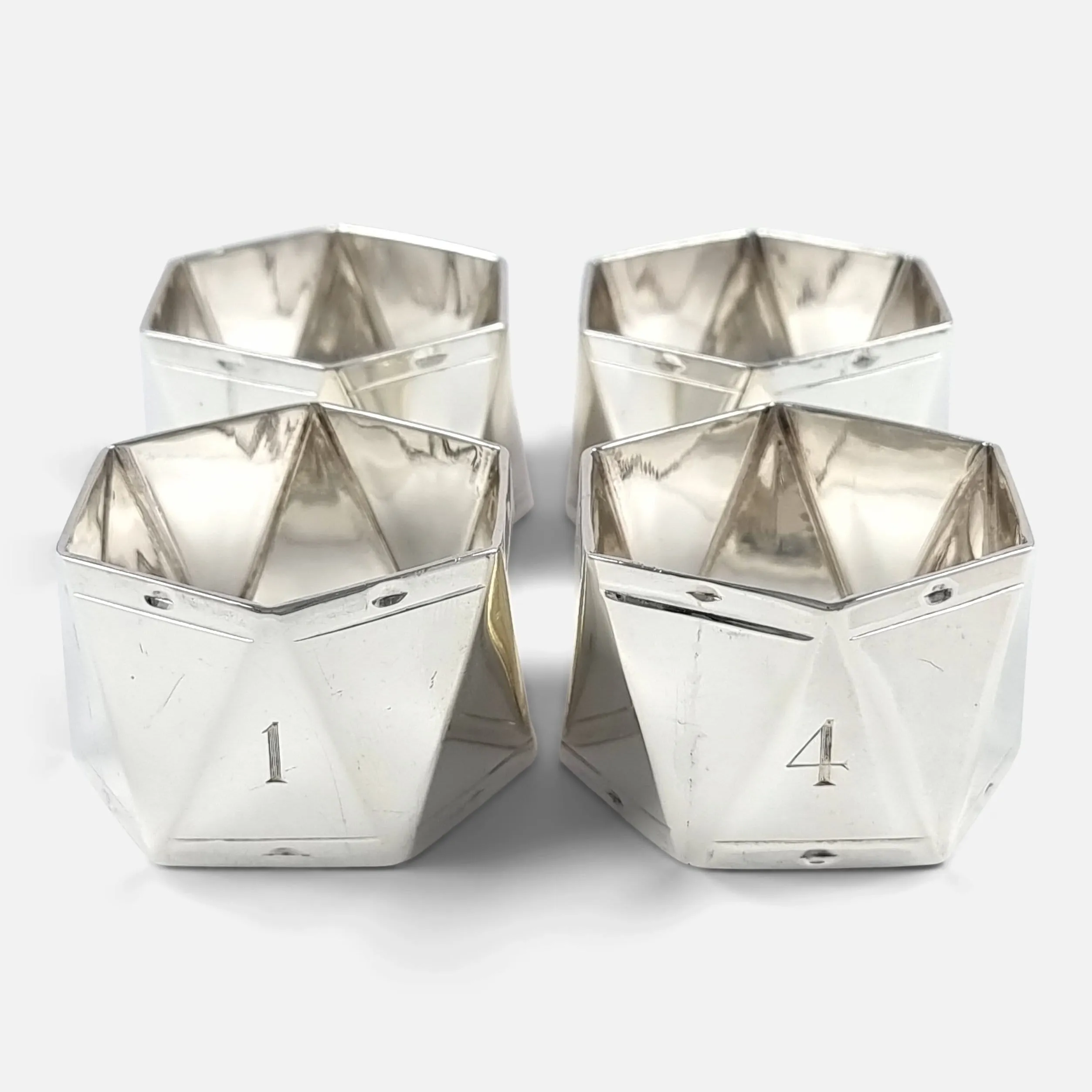 Set of Four Sterling Silver Napkin Rings, Roberts & Belk, 1929
