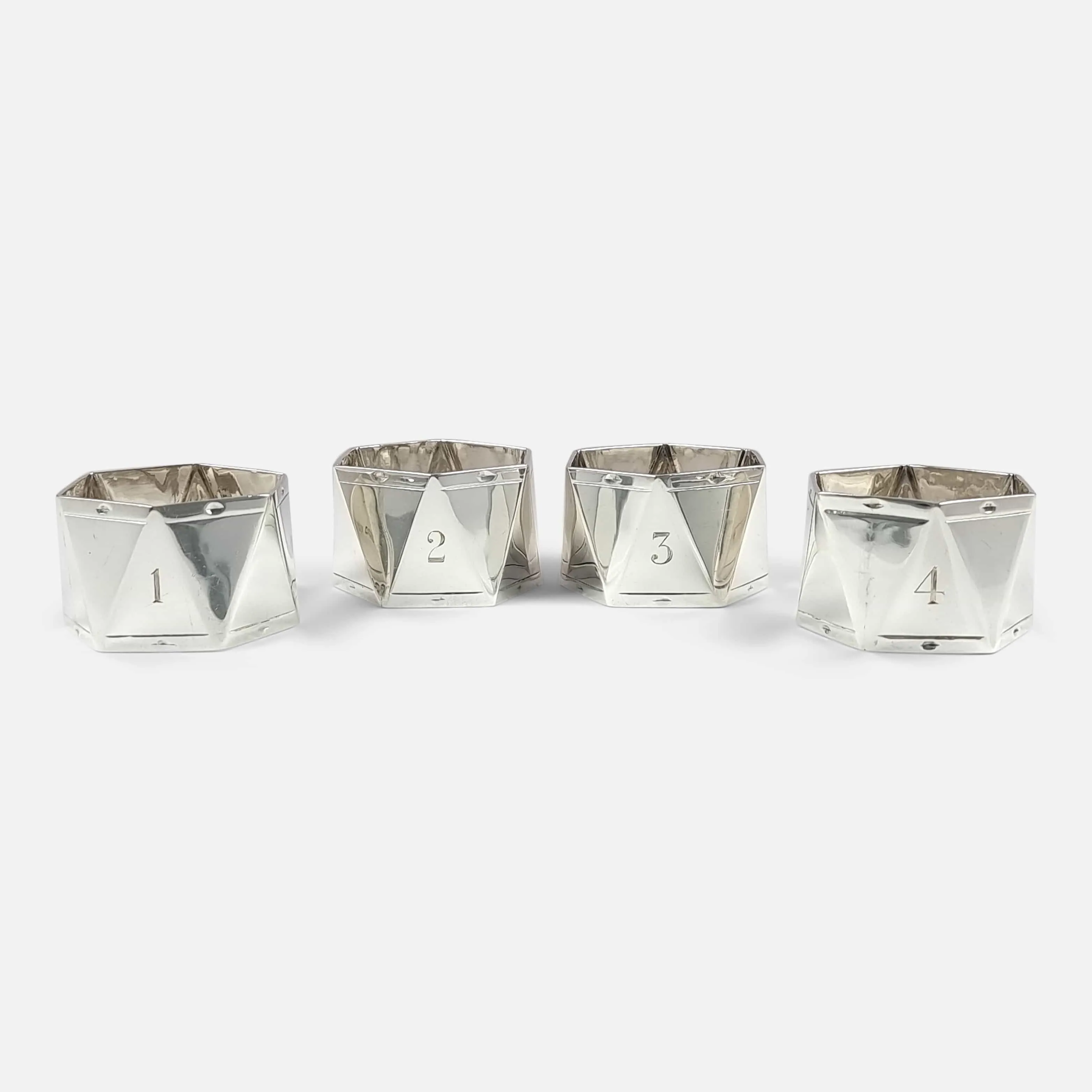 Set of Four Sterling Silver Napkin Rings, Roberts & Belk, 1929