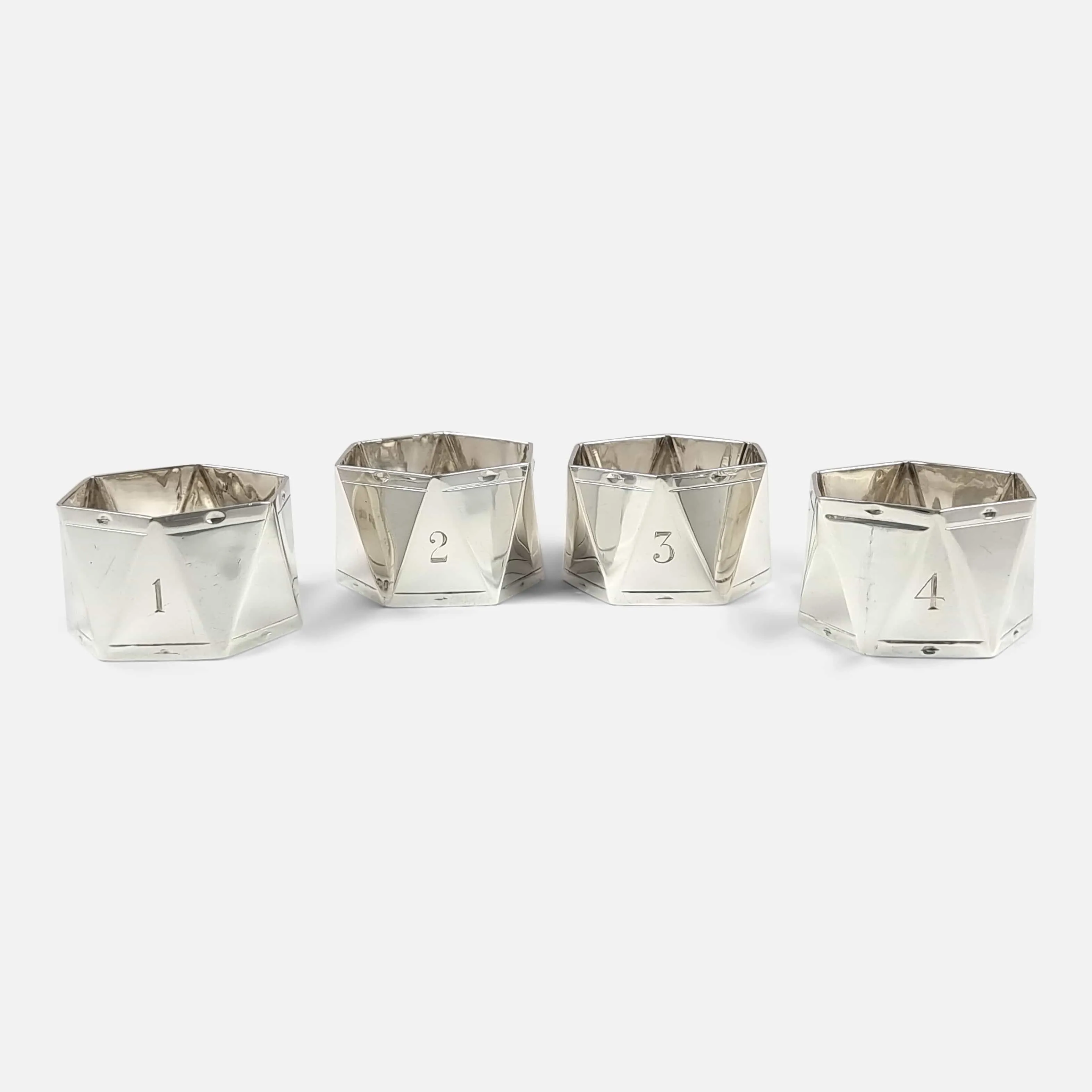 Set of Four Sterling Silver Napkin Rings, Roberts & Belk, 1929