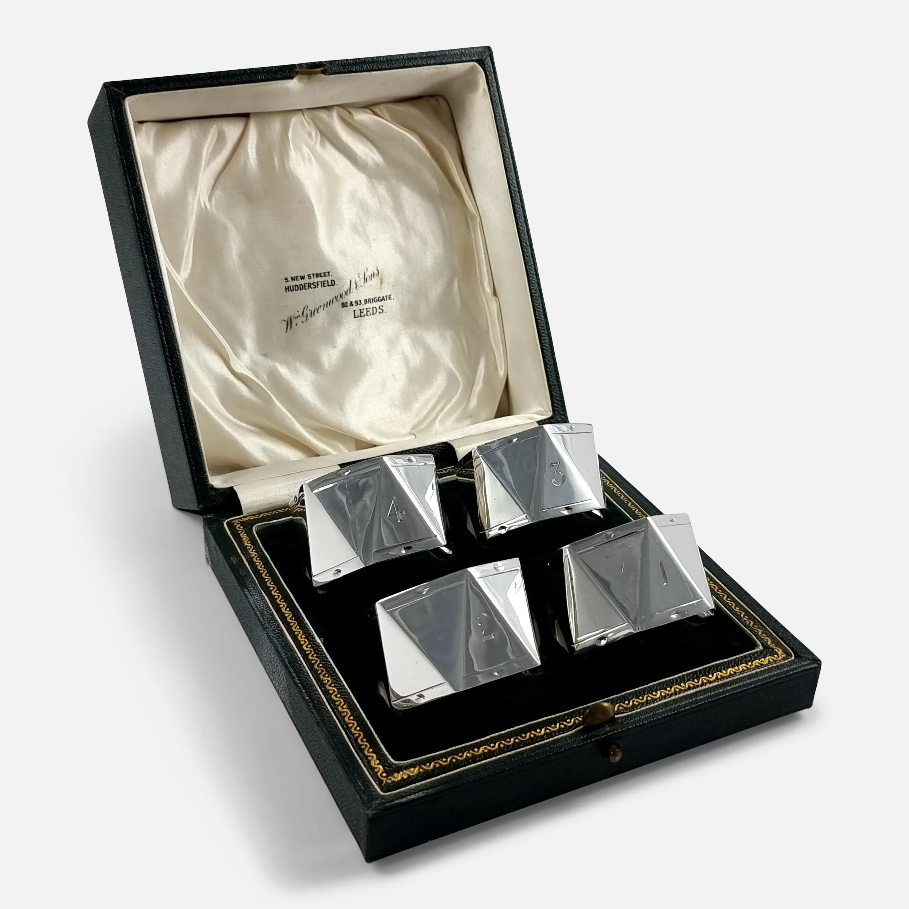 Set of Four Sterling Silver Napkin Rings, Roberts & Belk, 1929