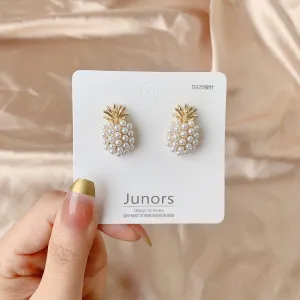 Silver Needle Simple Pineapple Pearl Ear Stud