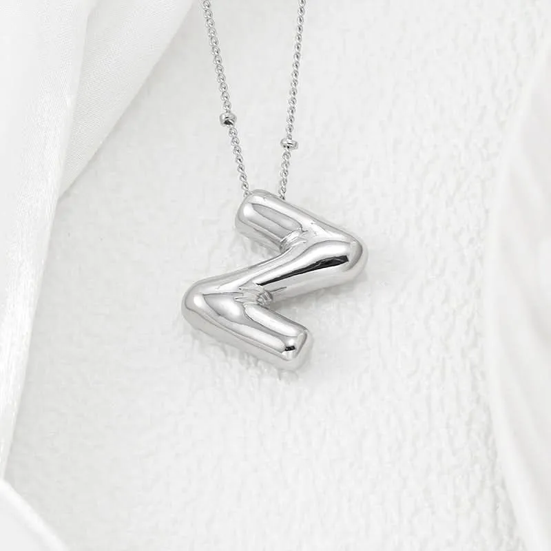 Silver-Plated Alphabet Pendant Necklace – Hip-Hop Style