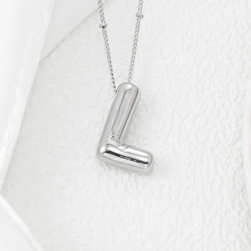 Silver-Plated Alphabet Pendant Necklace – Hip-Hop Style