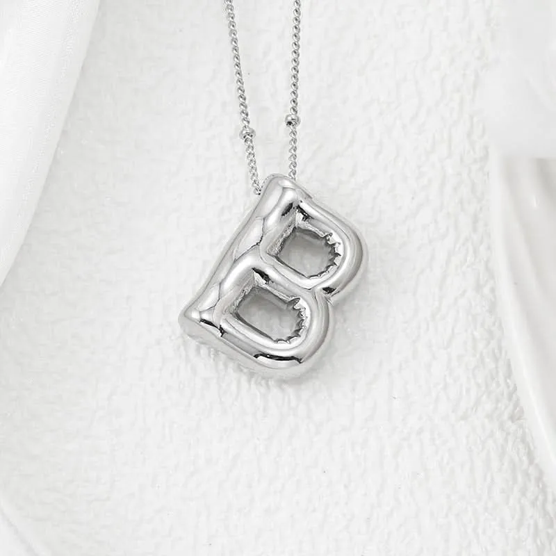 Silver-Plated Alphabet Pendant Necklace – Hip-Hop Style
