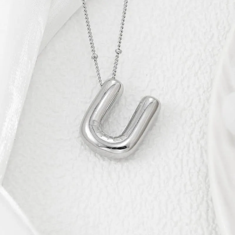 Silver-Plated Alphabet Pendant Necklace – Hip-Hop Style