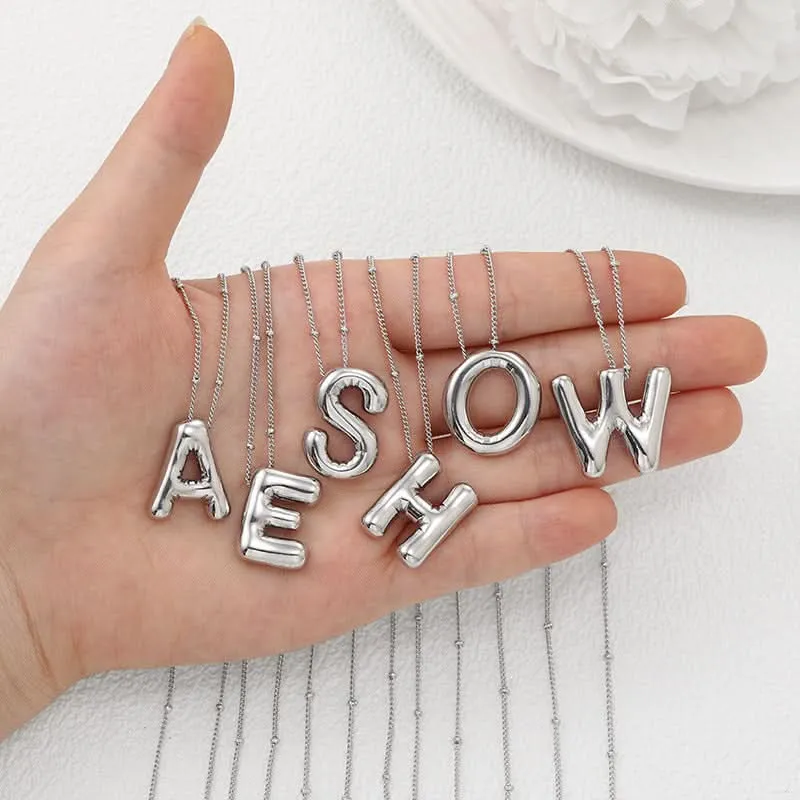 Silver-Plated Alphabet Pendant Necklace – Hip-Hop Style