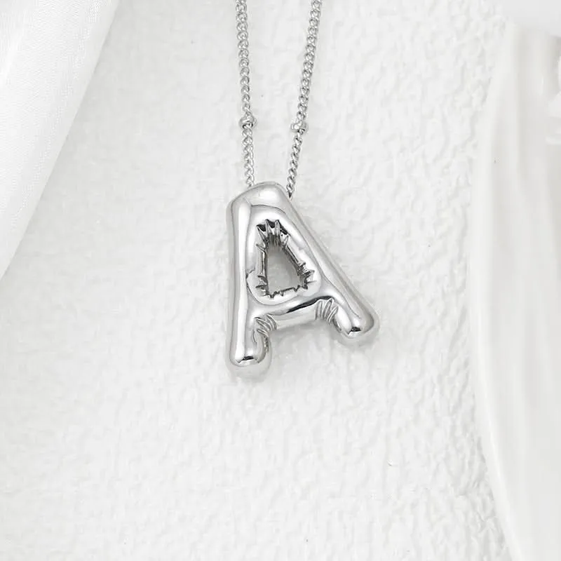 Silver-Plated Alphabet Pendant Necklace – Hip-Hop Style