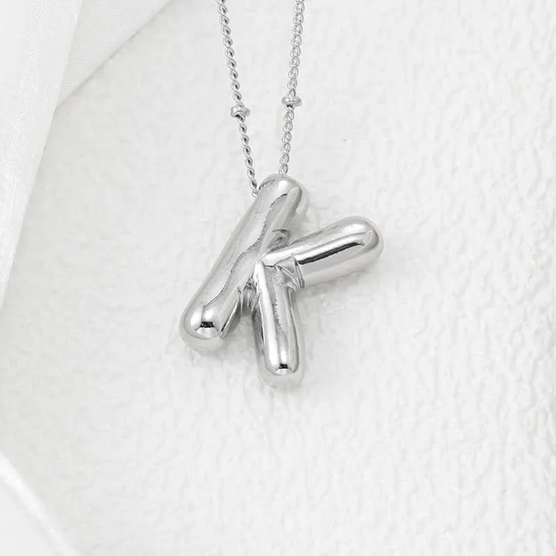 Silver-Plated Alphabet Pendant Necklace – Hip-Hop Style
