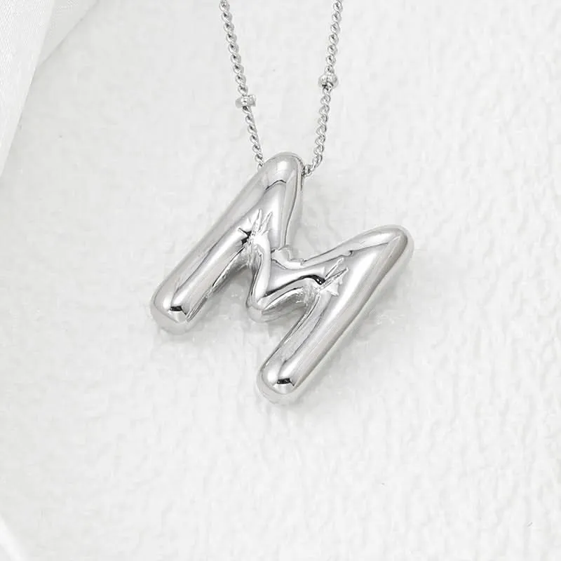 Silver-Plated Alphabet Pendant Necklace – Hip-Hop Style