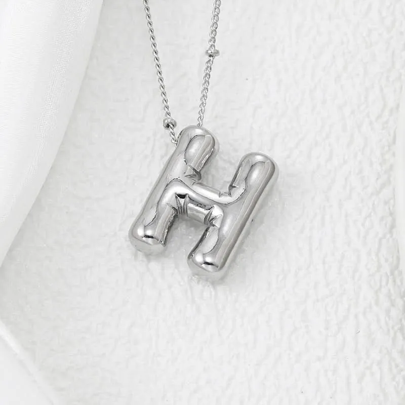 Silver-Plated Alphabet Pendant Necklace – Hip-Hop Style