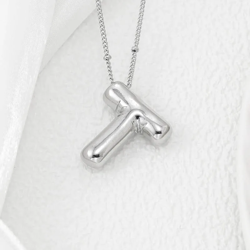 Silver-Plated Alphabet Pendant Necklace – Hip-Hop Style