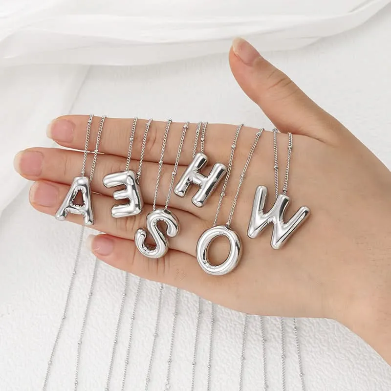 Silver-Plated Alphabet Pendant Necklace – Hip-Hop Style