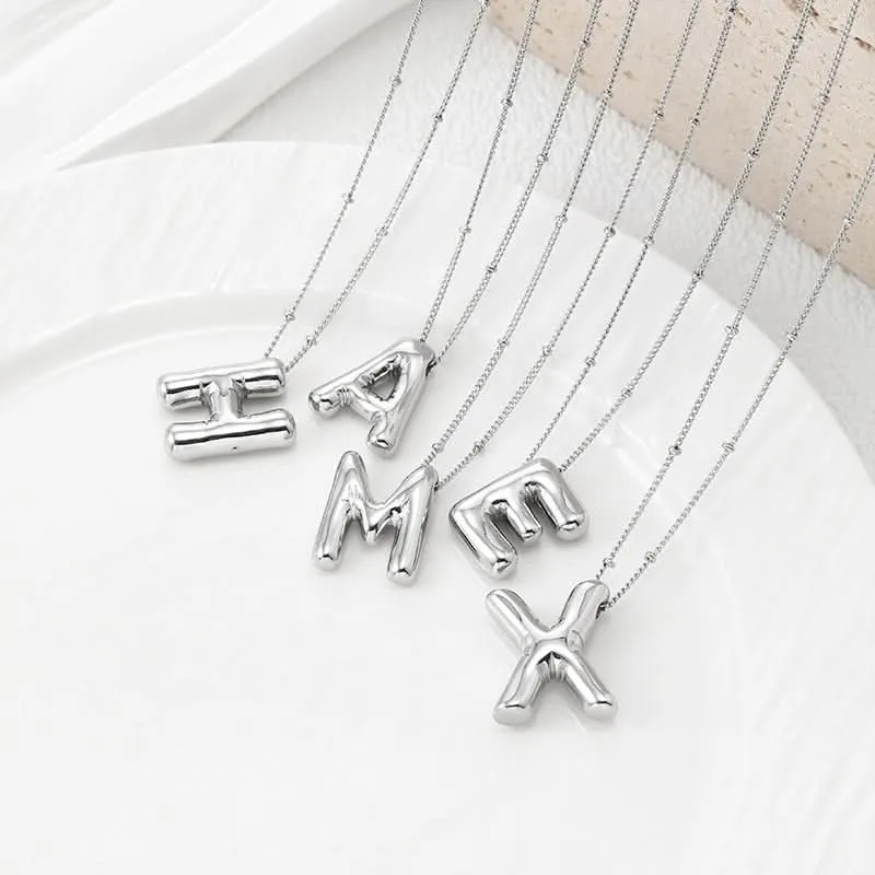 Silver-Plated Alphabet Pendant Necklace – Hip-Hop Style