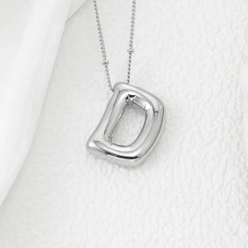 Silver-Plated Alphabet Pendant Necklace – Hip-Hop Style