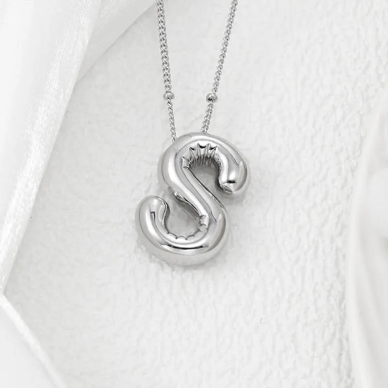 Silver-Plated Alphabet Pendant Necklace – Hip-Hop Style