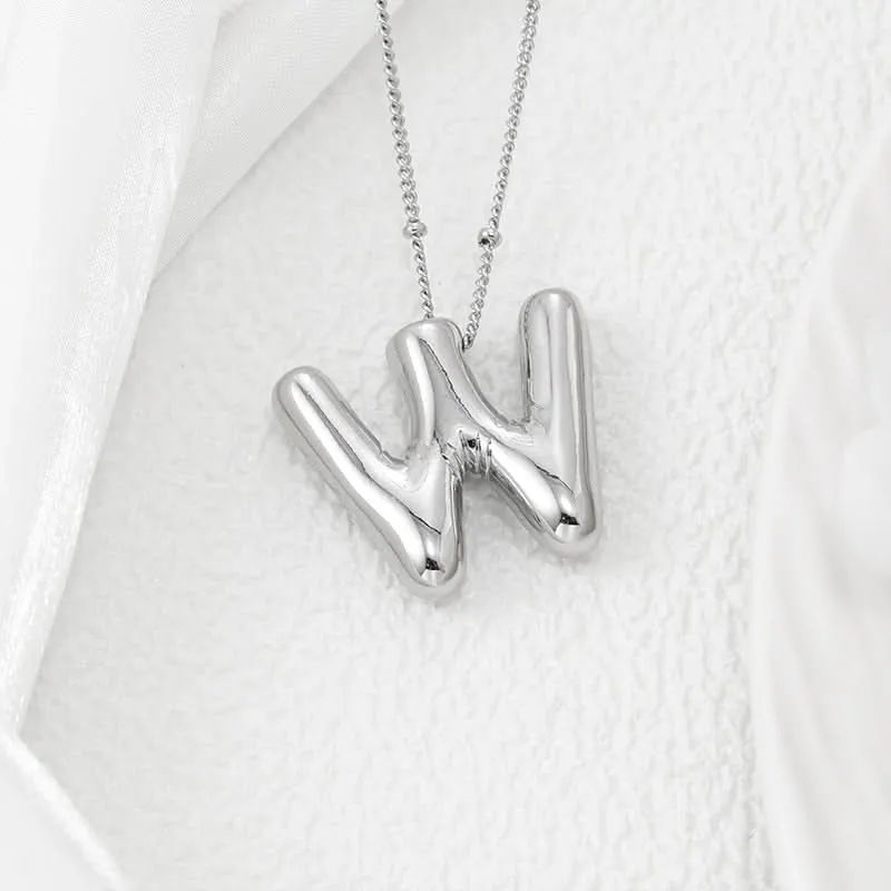 Silver-Plated Alphabet Pendant Necklace – Hip-Hop Style