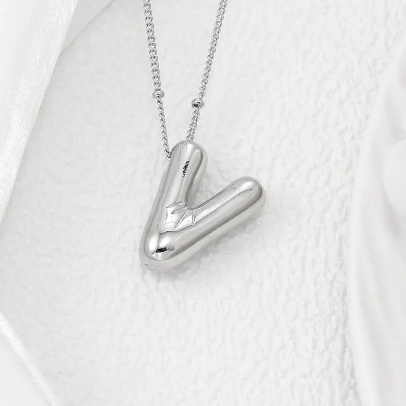 Silver-Plated Alphabet Pendant Necklace – Hip-Hop Style