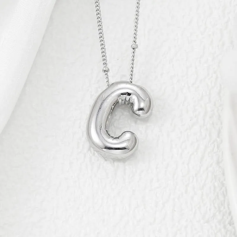 Silver-Plated Alphabet Pendant Necklace – Hip-Hop Style