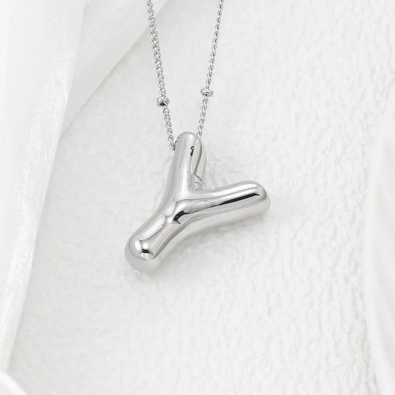 Silver-Plated Alphabet Pendant Necklace – Hip-Hop Style