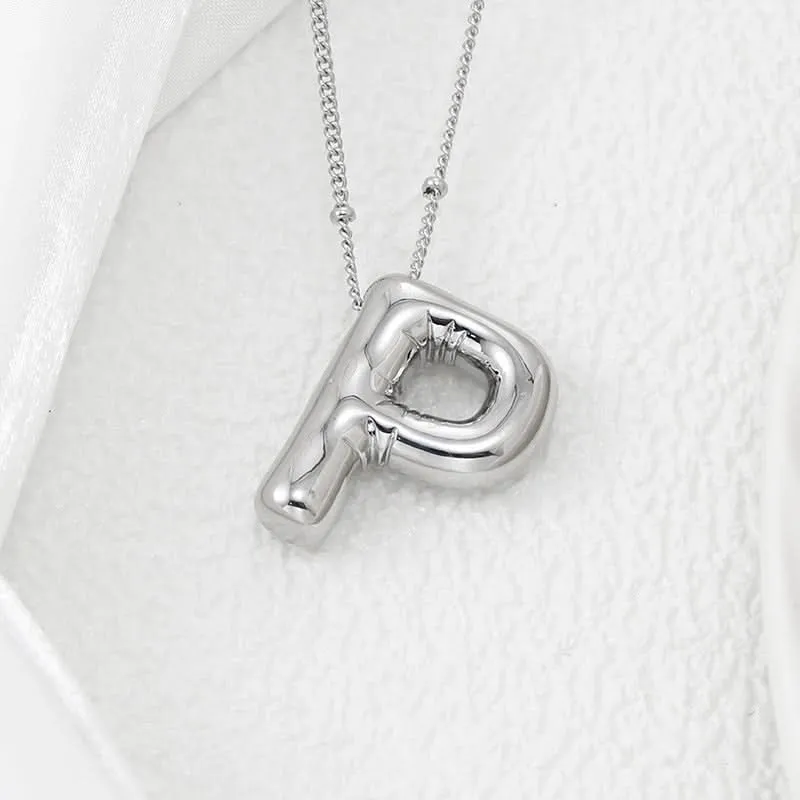 Silver-Plated Alphabet Pendant Necklace – Hip-Hop Style