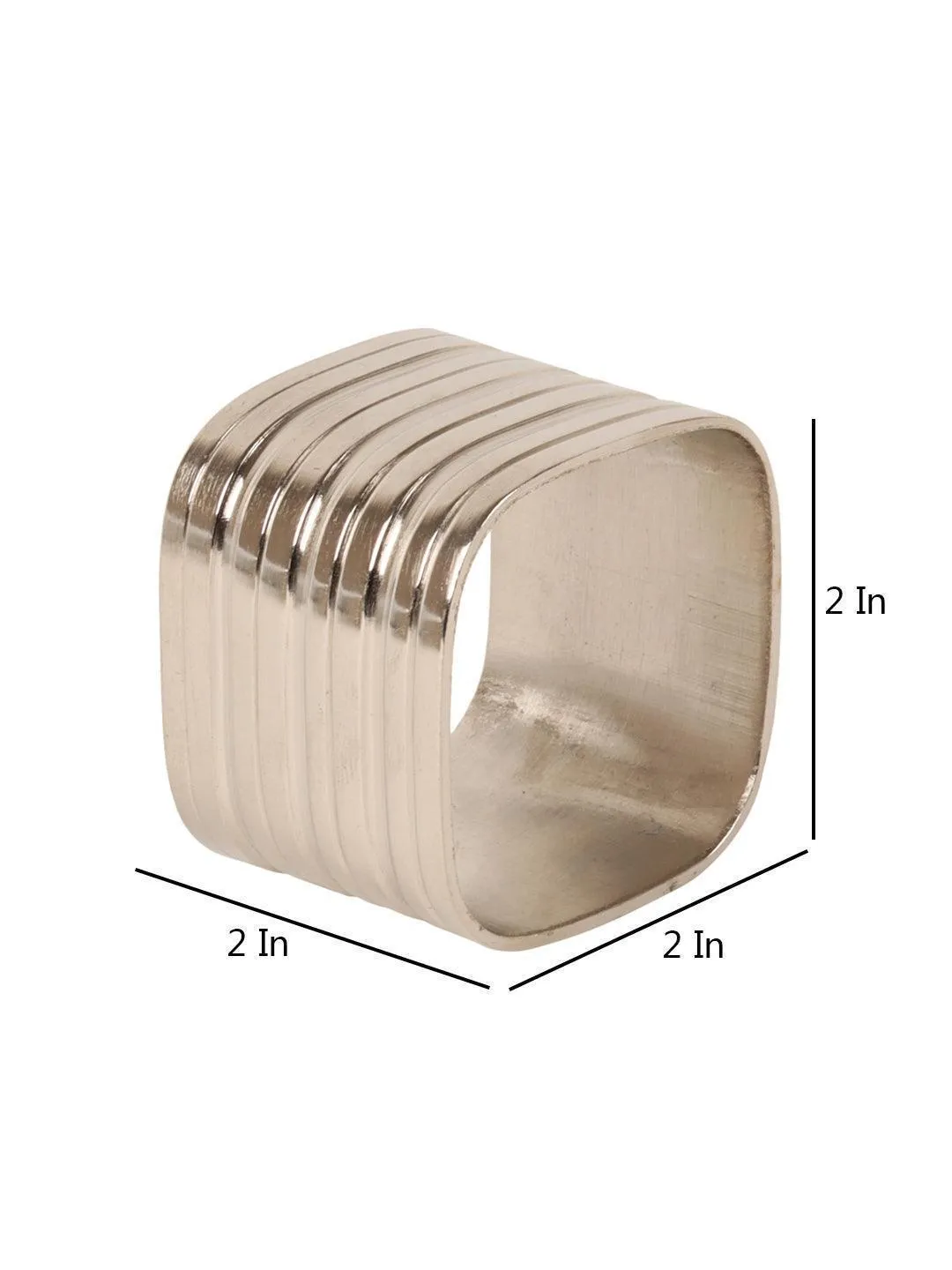 Silver Square Napkin Rings Set Of 6 | Aluminum Tissue Paper Holder