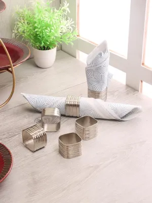 Silver Square Napkin Rings Set Of 6 | Aluminum Tissue Paper Holder