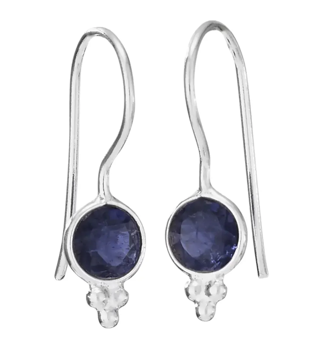 Simple Iolite Sterling Silver Earring