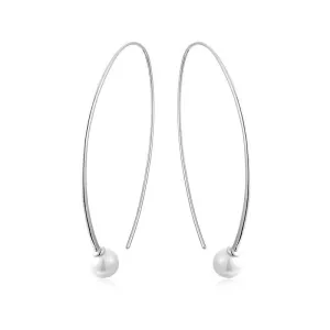 Simple Pearl Silver Hook Earrings for Women
