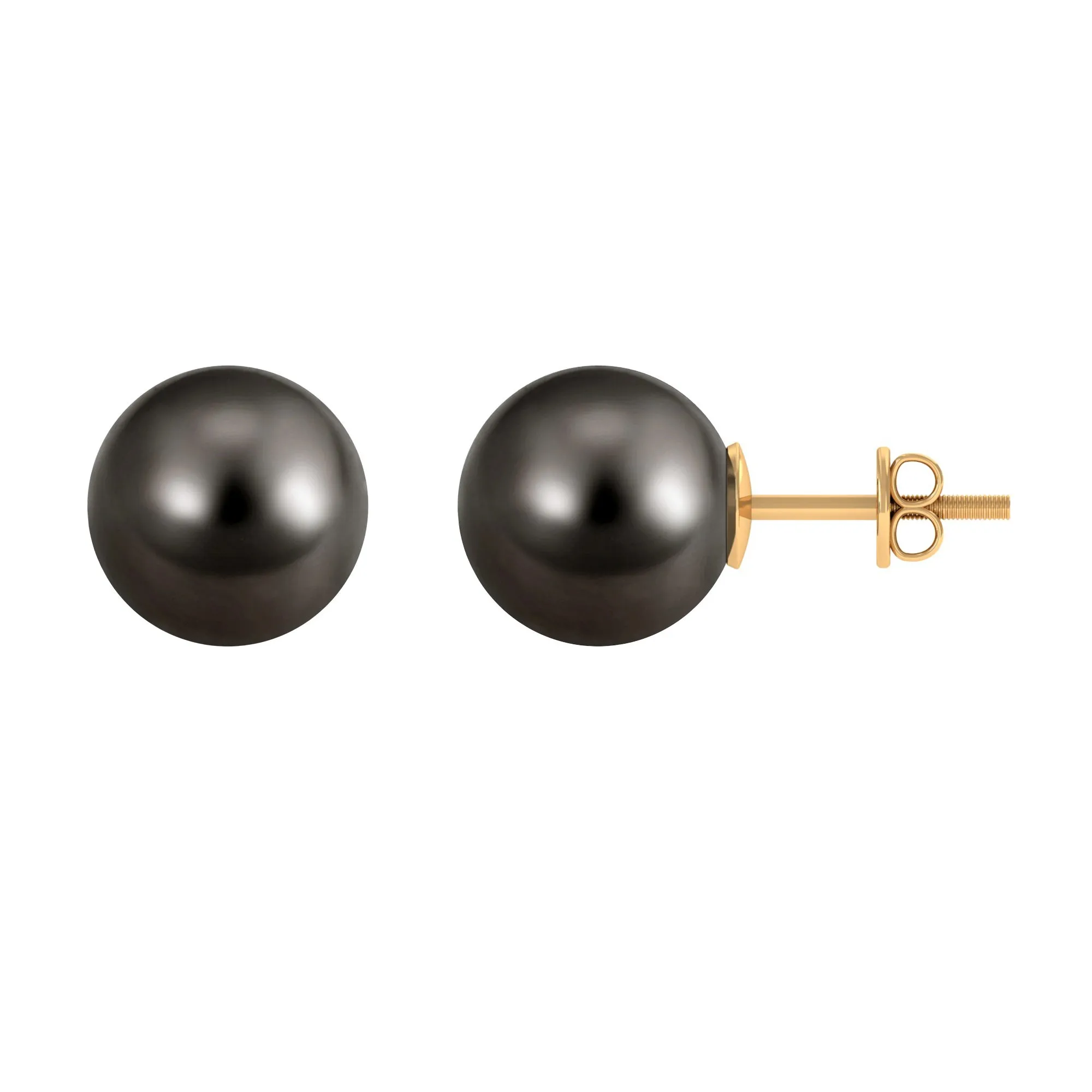 Simple Round Tahitian Pearl Solitaire Stud Earrings