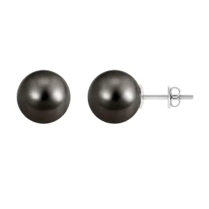 Simple Round Tahitian Pearl Solitaire Stud Earrings