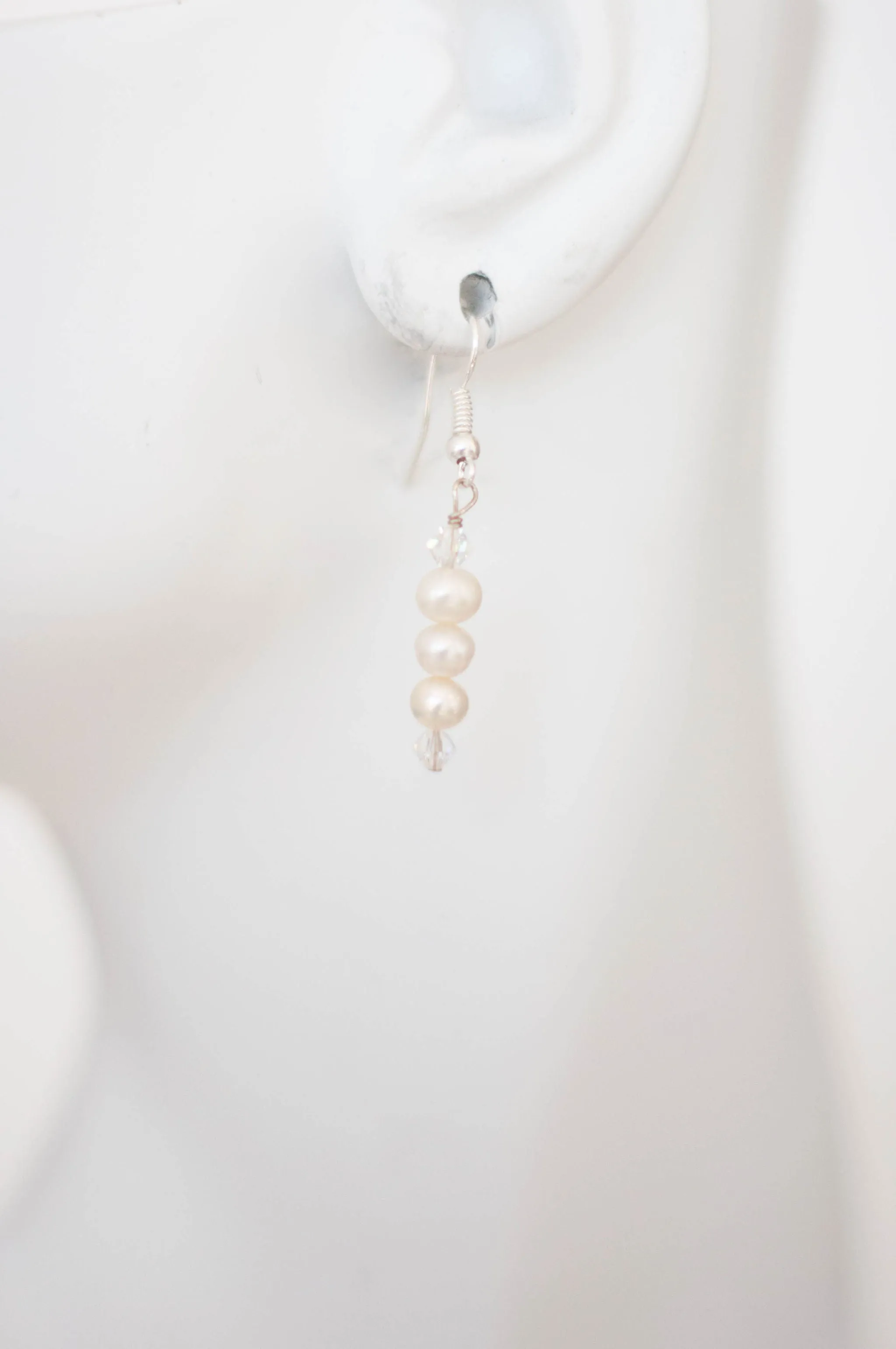 Simple Triple Pearl Earrings