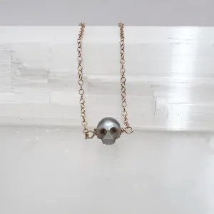 Skull Pearl Layering Necklace - Choose Your Metal