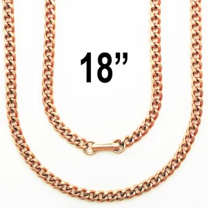 Solid Copper Necklace Chain Medium 5mm Cuban Curb Chain Necklace NC72 Pure Copper Curb Curb Chain Necklace 18 Inch Chain