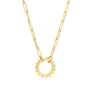 Spiked Edge Round Push Lock Necklace