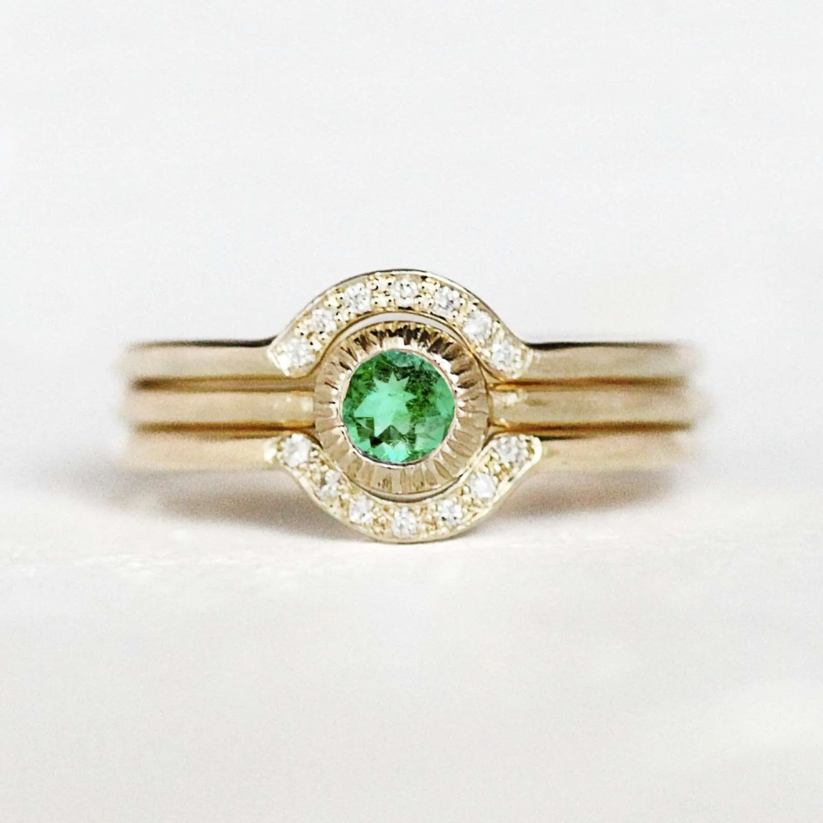 Stacking Emerald Engagement Ring