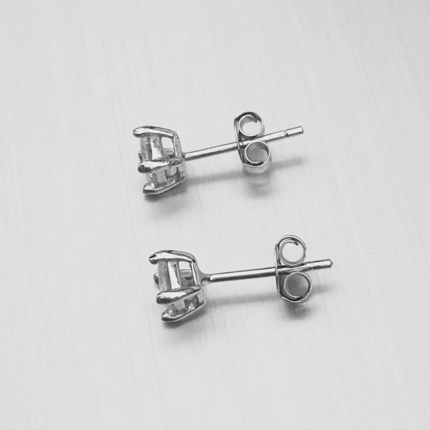 Sterling Silver 4 MM Square CZ Stud Earrings, Silver Earrings, Stud Earrings, CZ earrings