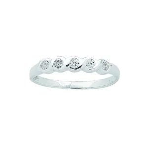 Sterling Silver Cubic Zirconia 5 Stone Bezel Set Ring